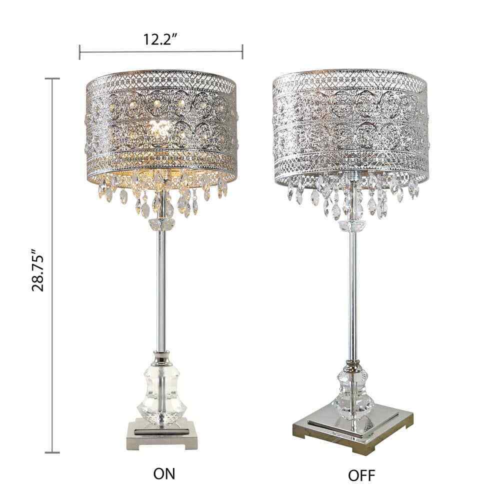 River of Goods Brielle 28.75 in. Table Lamp w/ Polished Nickel and Crystal Shade