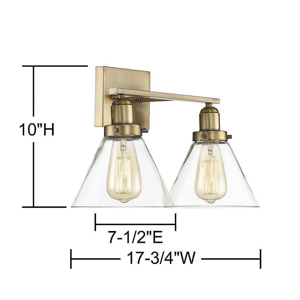 Savoy House Drake 17.75 in. 2-Light Warm Brass Bathroom Vanity 8-9130-2-322