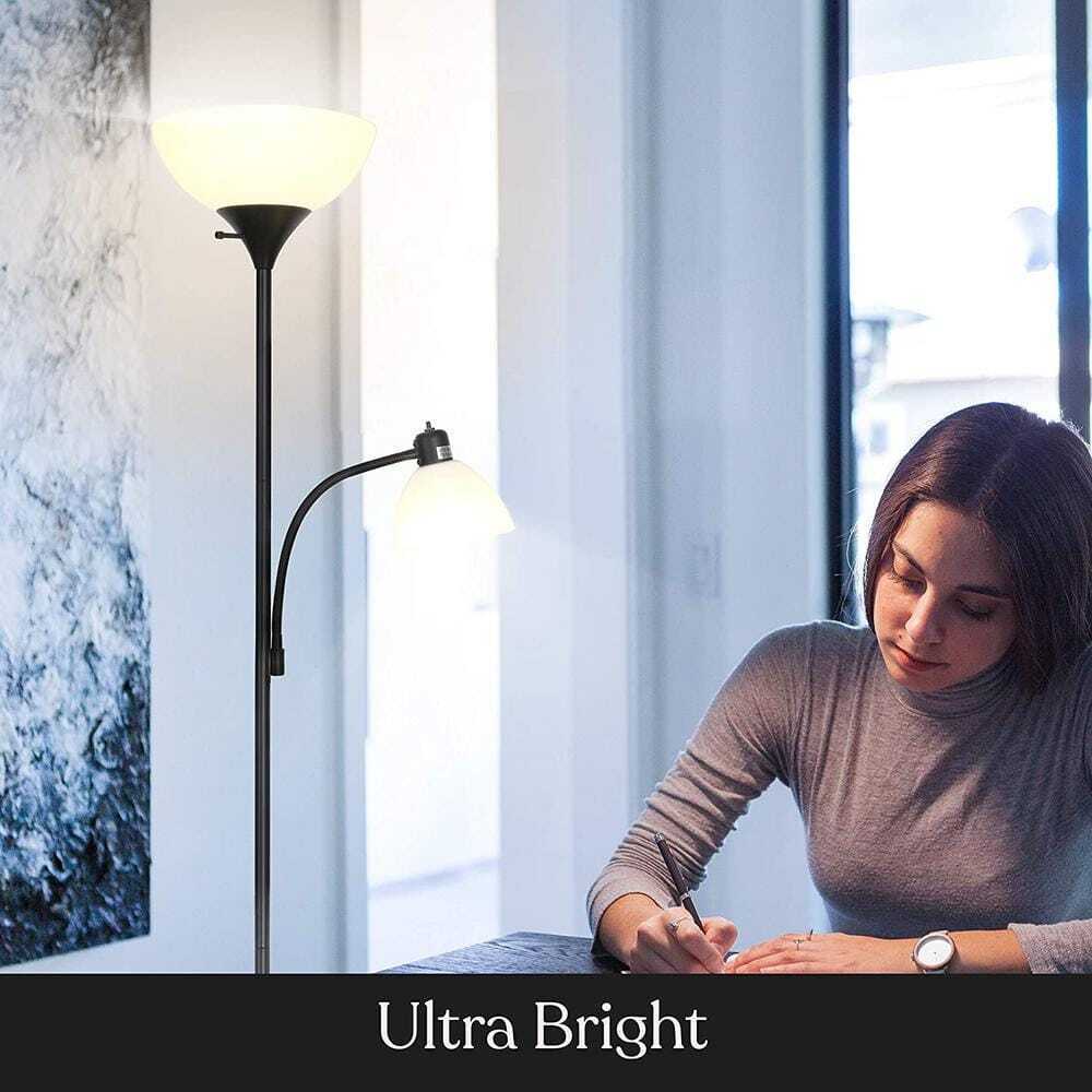 Brightech Sky Dome 72 in. Classic Black 2-Light 3-Way Dimming LED Floor Lamp