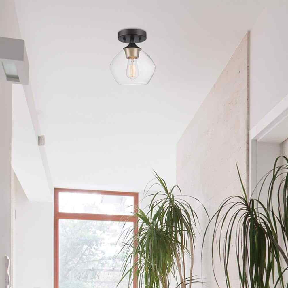Globe Electric Harrow 1-Light Matte Black Semi-Flush Mount Ceiling Light