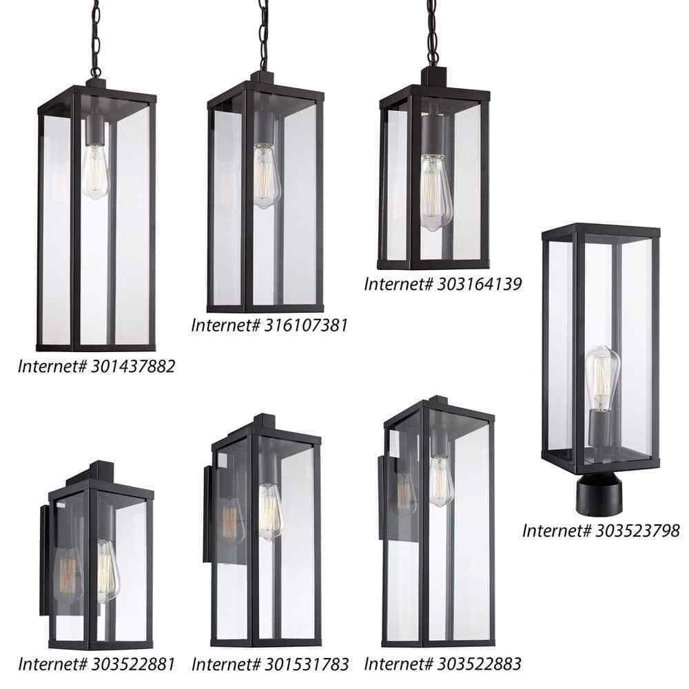 Bel Air Lighting Oxford Black Outdoor Lamp Post Light Fixture with Clear Glass