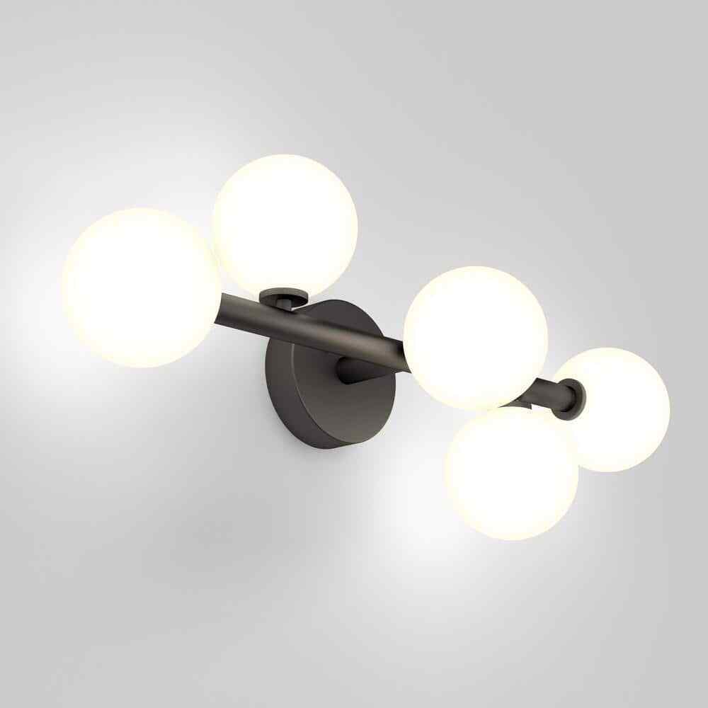 Artika Bloom 5-Light Black Modern LED Vanity Light Bar Bathroom Frosted Glass