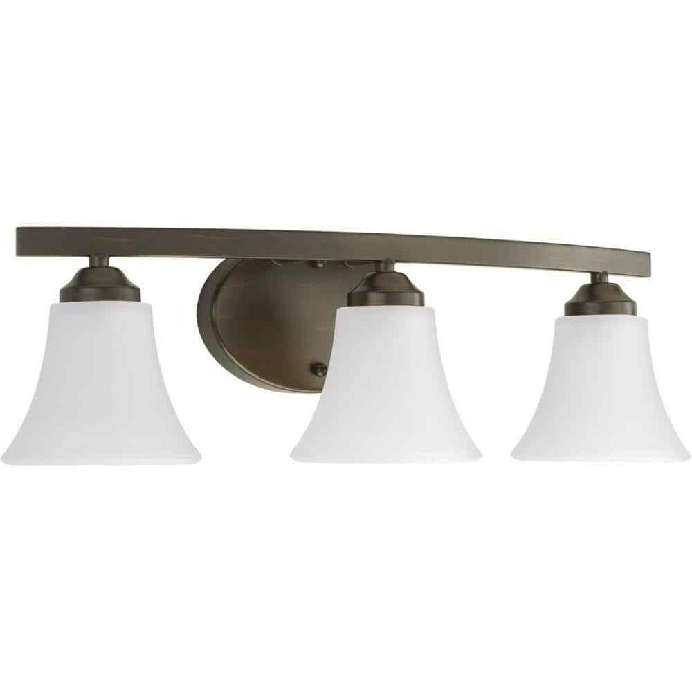 Progress Lighting Adorn 3-Light Antique Bronze Etched Glass Vanity Light