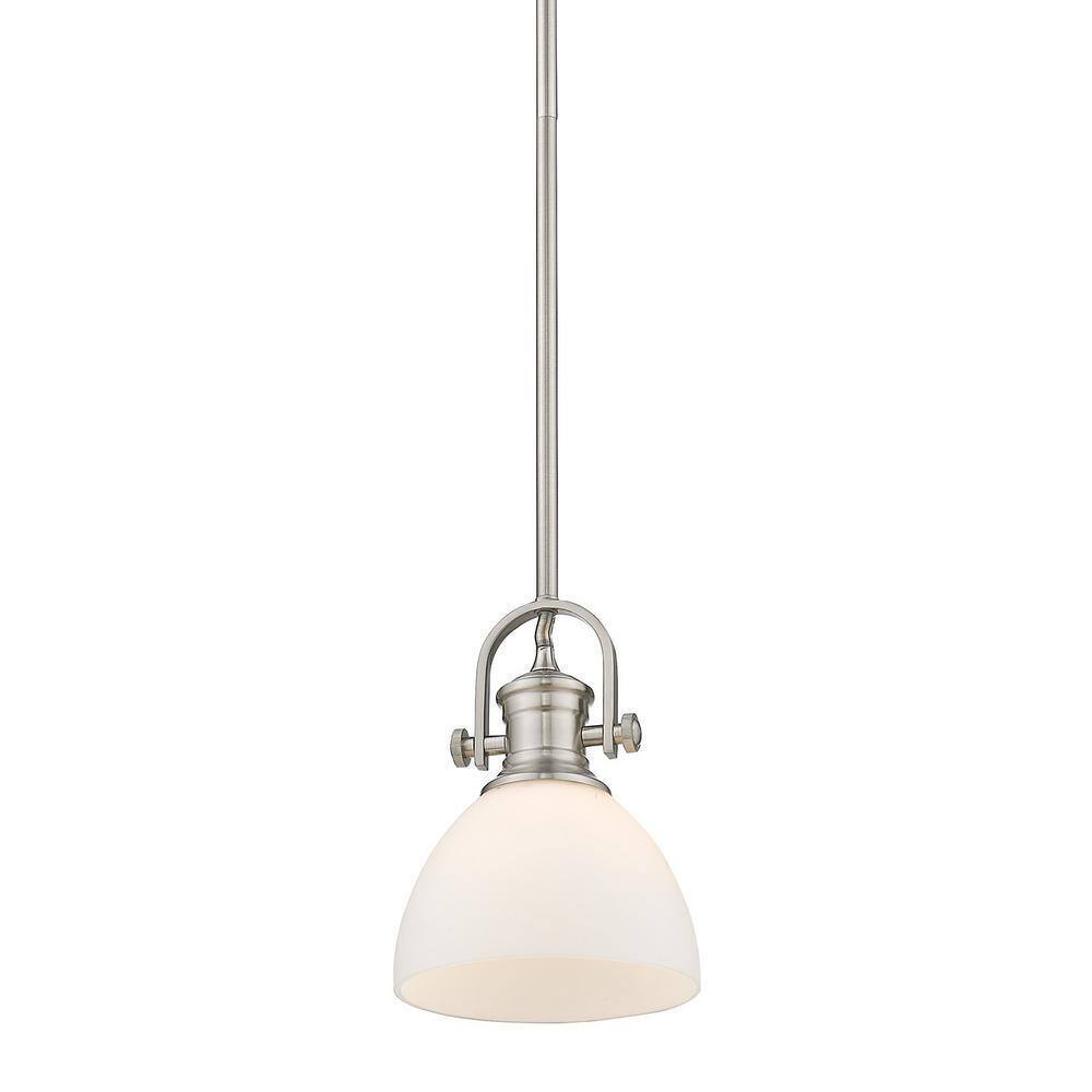 Golden Lighting Hines 1-Light Pewter Mini Pendant with Opal Glass 3118-M1L PW-OP
