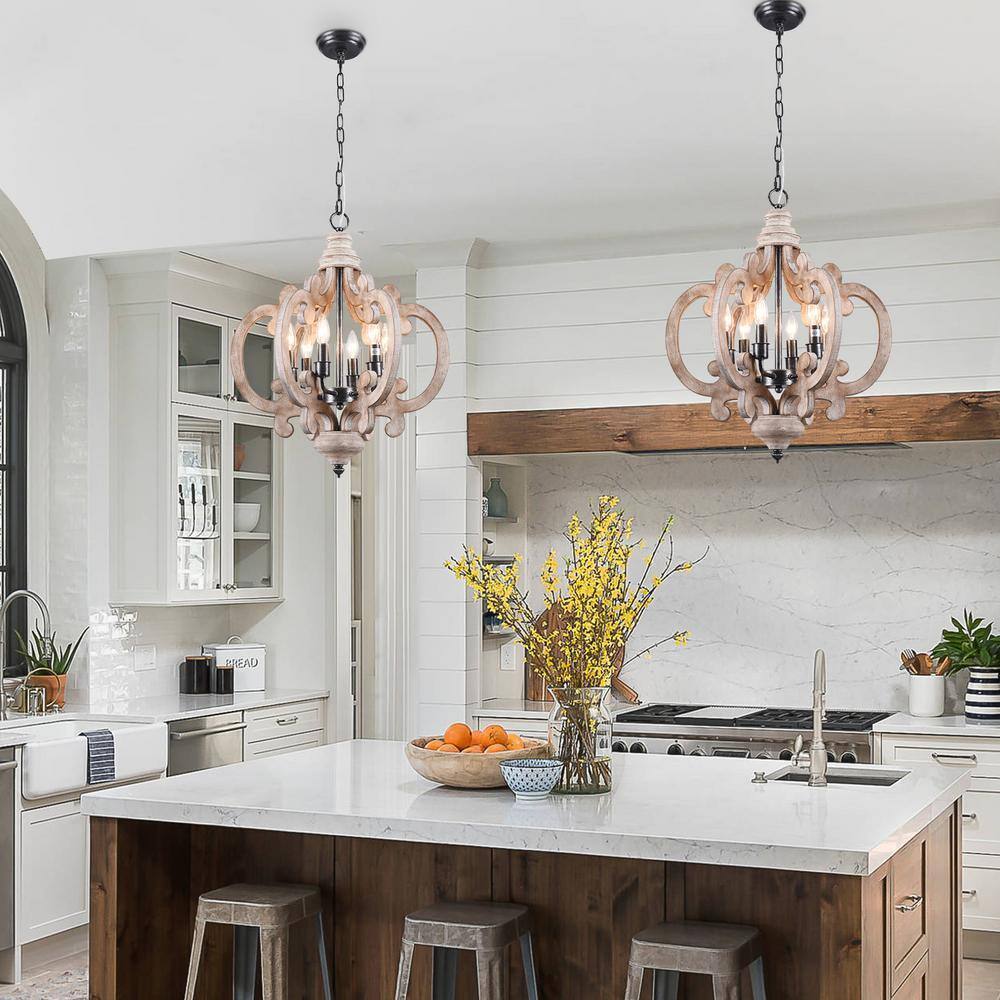 Bella Depot 6-Light Weathered Wood Cottage Chic Crown Chandelier