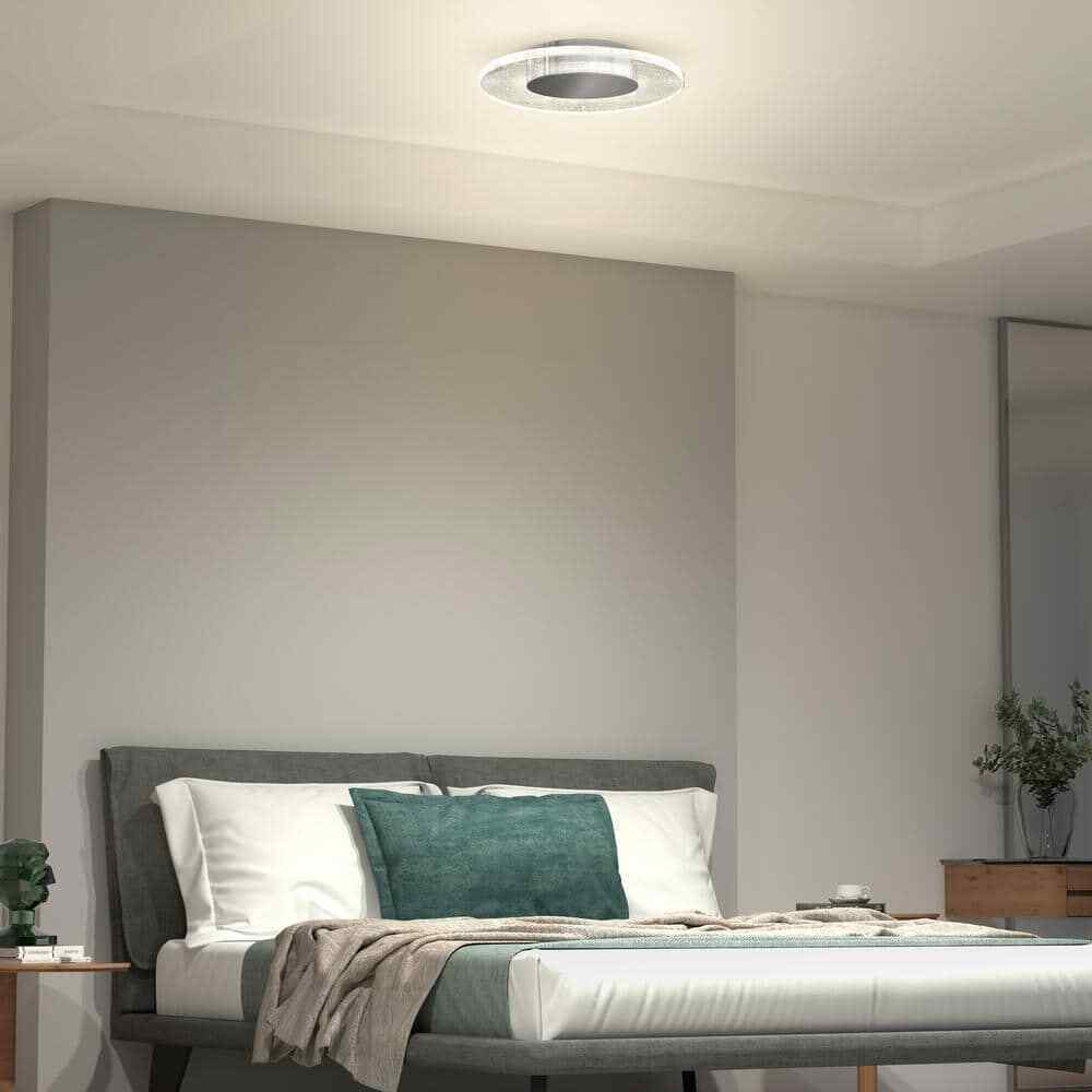 Artika Essence Disk 13 in. Chrome Modern LED Flush Mount Ceiling Light