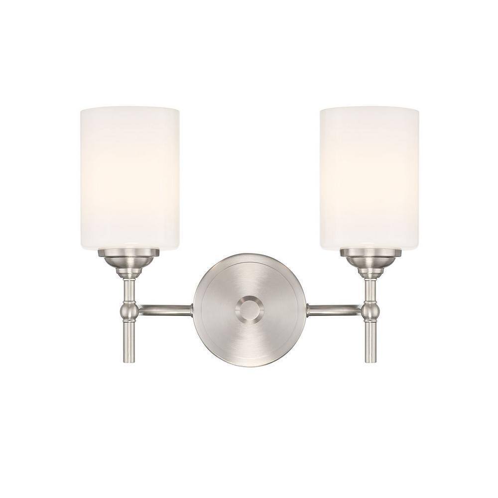 Home Decorators Ayelen 13.5 in. 2-Light Brushed Nickel Bathroom Vanity Light