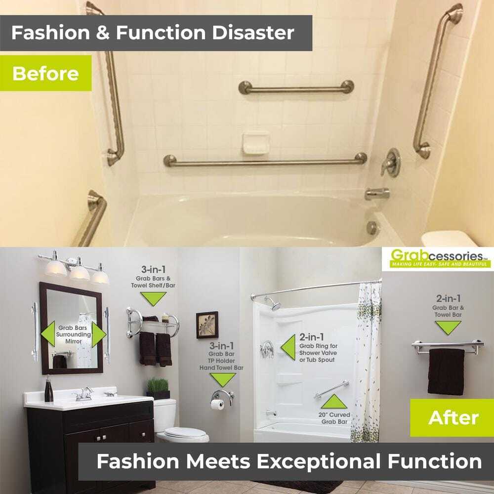 Grabcessories 2-in-1 13.25 in. x 1.25 in. Shower and Tub Grab Ring w/ Grips