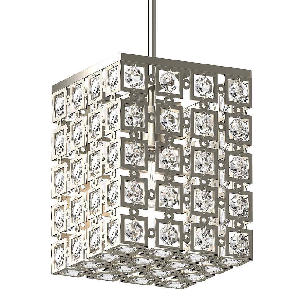 Volume Lighting 1-Light Indoor Brushed Nickel Square Rectangle Downrod Pendant