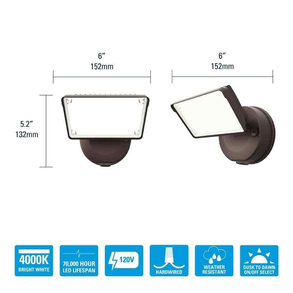 HALO TGS 120-Watt 90�� Bronze Outdoor Integrated LED Flood Light w/ Dusk to Dawn