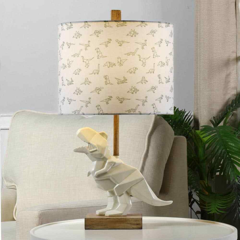 StyleCraft 26.5 in. T-Rex Dinosaur White Table Lamp L27244DS
