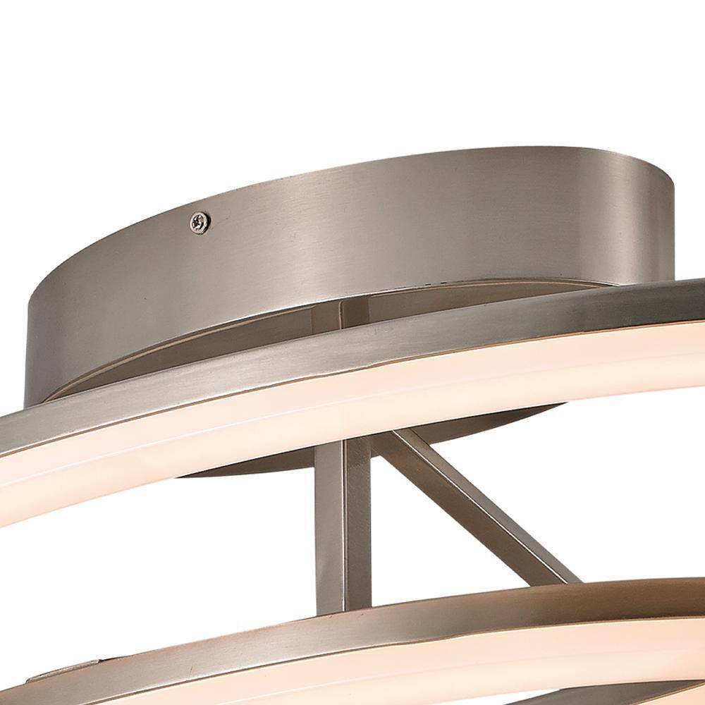 Transglobe Orbital Ring 15.75 in. 84-Watt Nickel Flush Mount Ceiling Light
