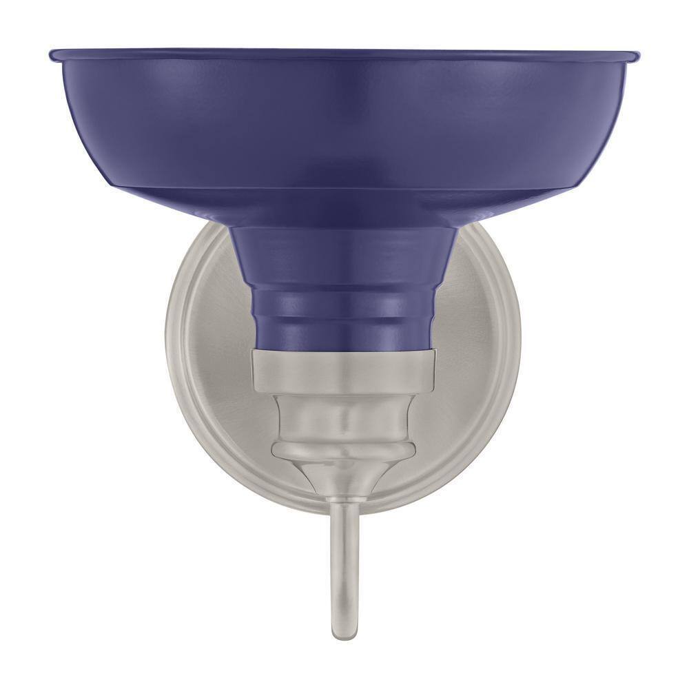 Hampton Bay Elmcroft 7.63 in 1-Light Brushed Nickel Modern Farmhouse Wall Sconce