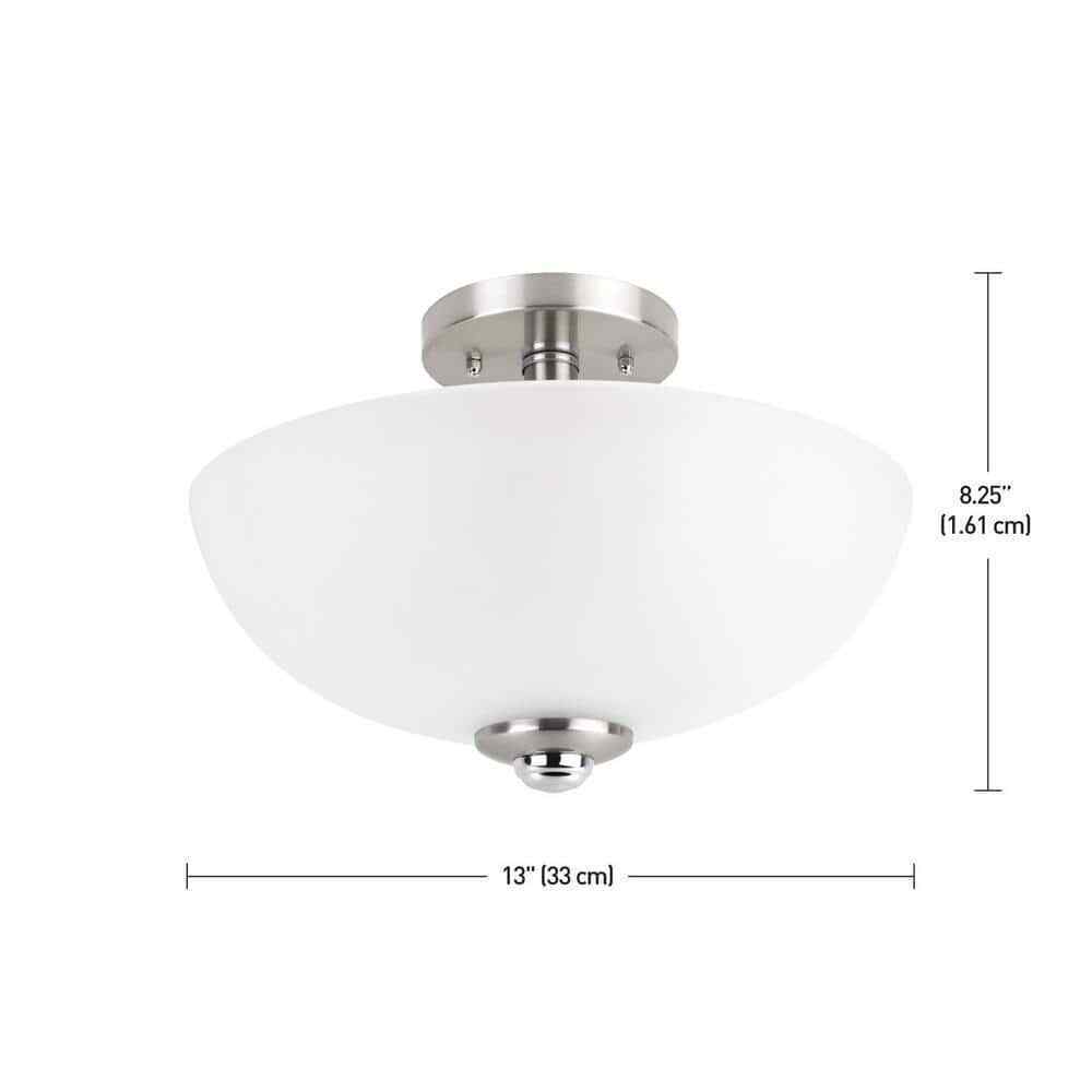 Globe Electric Hudson 2-Light Brushed Nickel w/ Chrome Accents Semi-Flush Mount