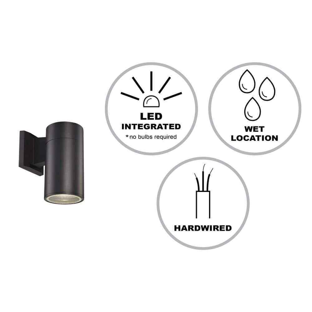 Bel Air Lighting Compact 8 in. Black Integrated LED Outdoor Wall Light Fixture