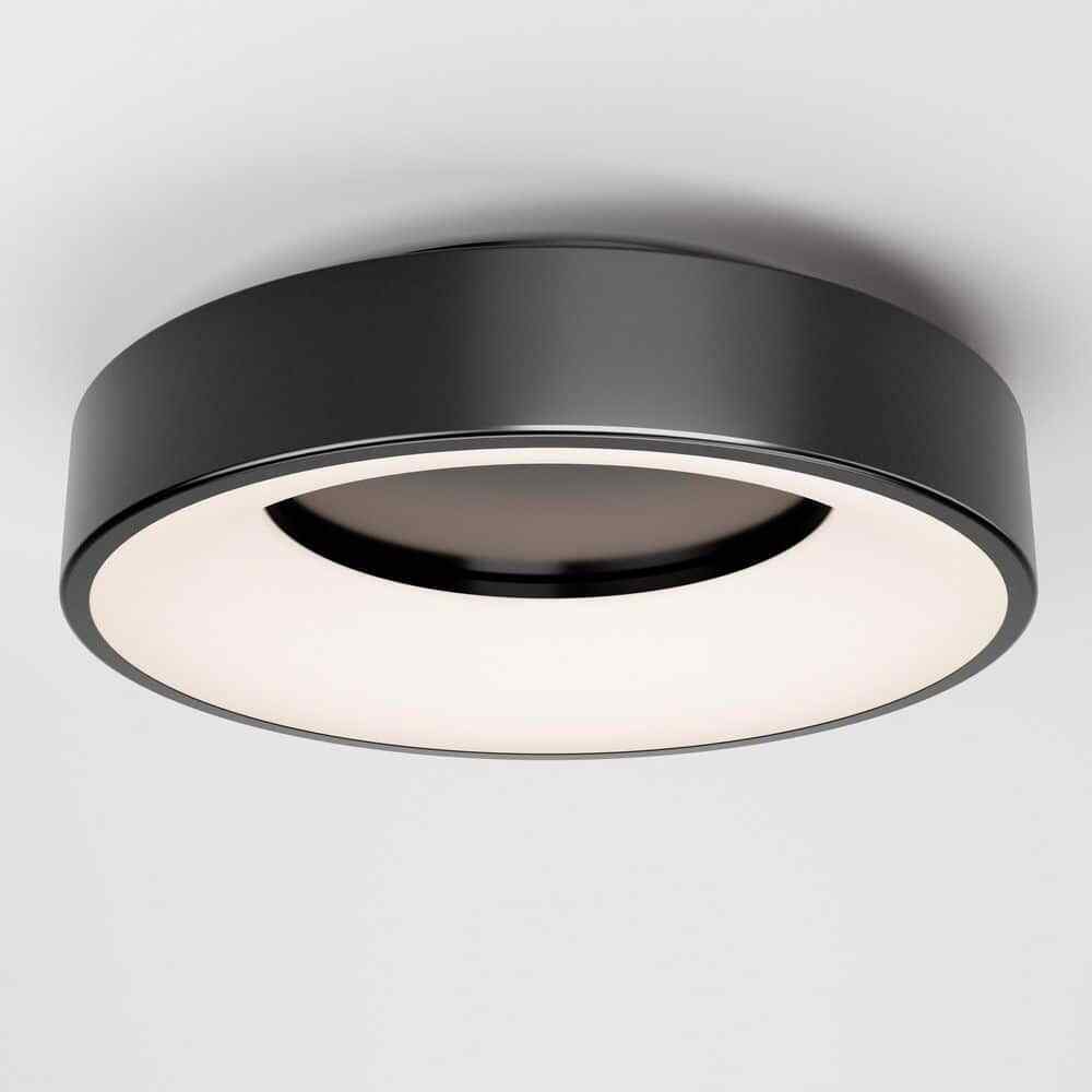 Artika Aiden 13 in. 1-Light Modern Black LED Flush Mount Ceiling Light Fixture