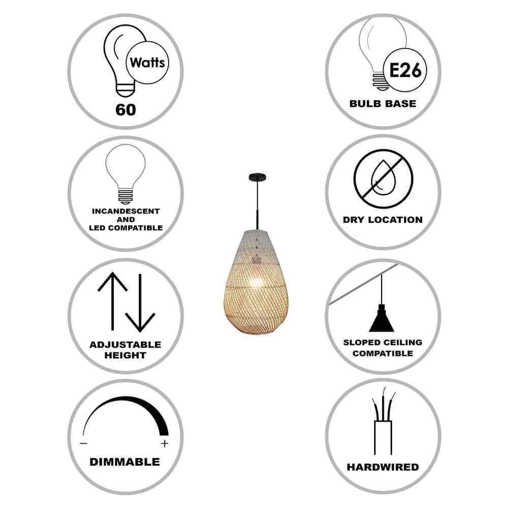 Bel Air Lighting Bernice 11.75 in. 1-Light Black Bohemian Hanging Pendant Light