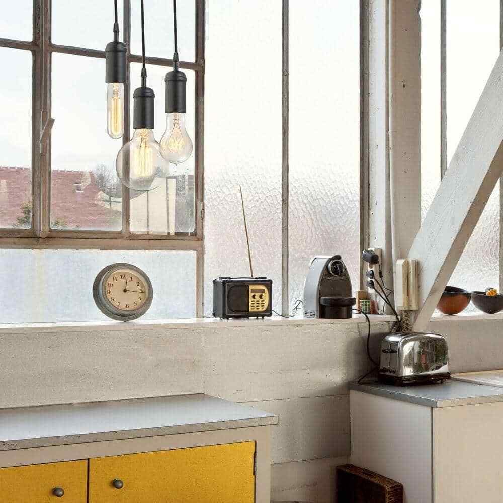Globe Electric 1-Light Vintage Edison Matte Black Mini Pendant 64906