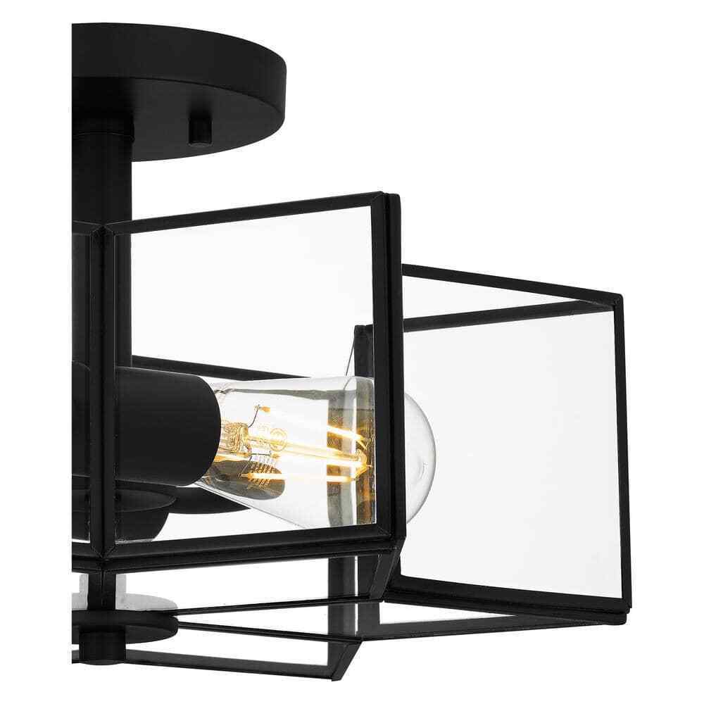 Home Decorators Collection Malena 14.25 in. 2-Light Matte Black Semi-Flush Mount