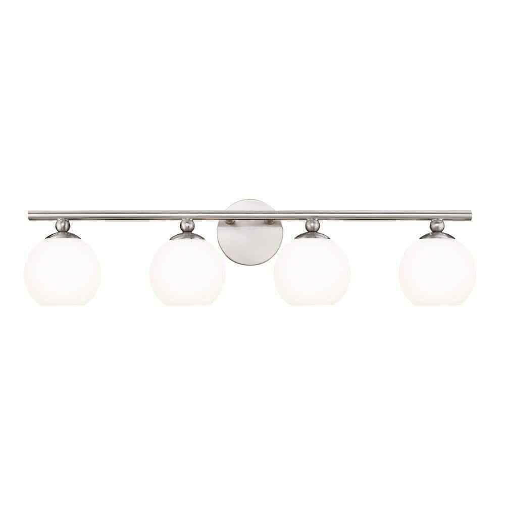 Neoma 30 in. 4 Light Brushed Nickel Vanity Light w/ Opal Etched Glass Shade