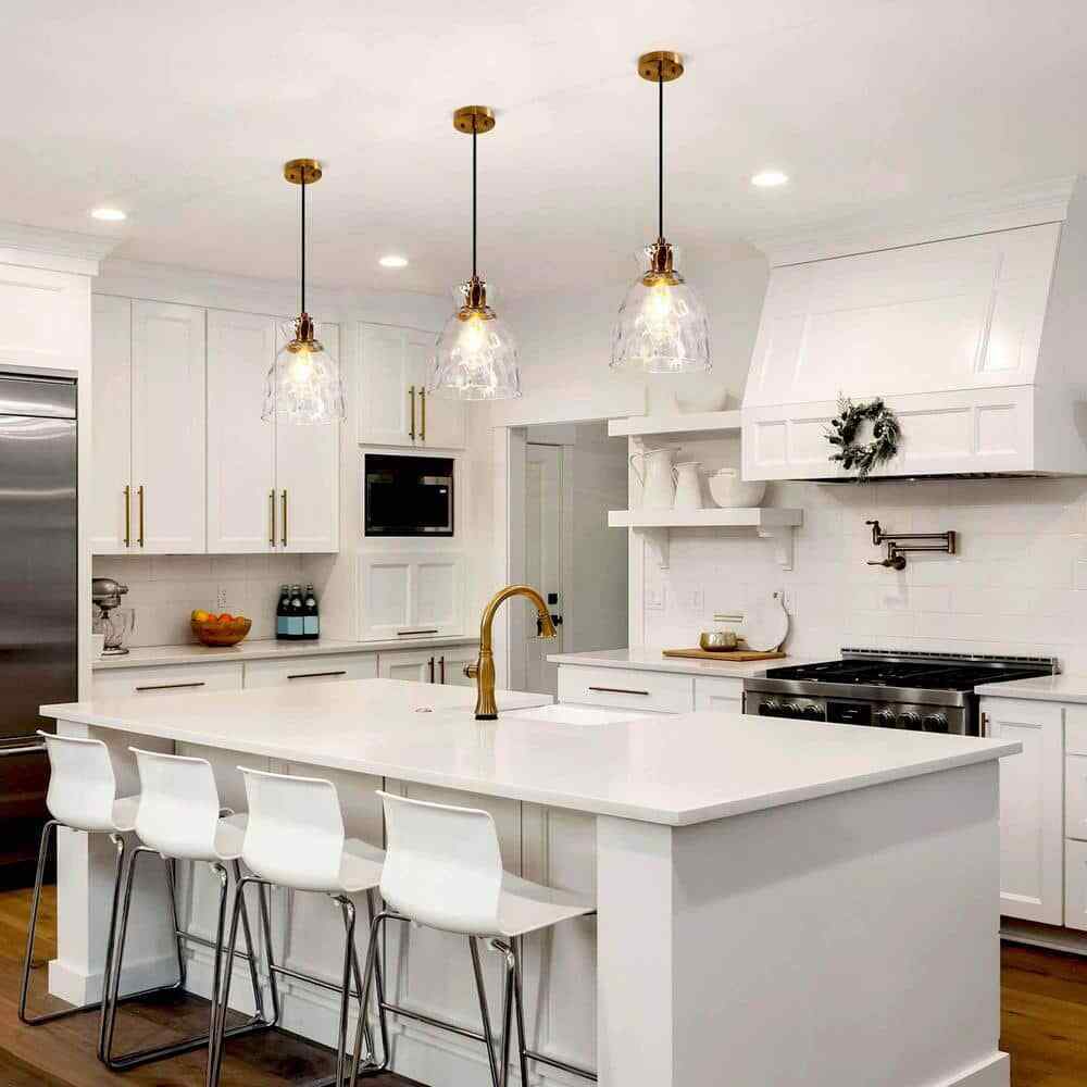 Uolfin Modern Kitchen Island Pendant Light 1-Light Brass Gold Bell Pendant