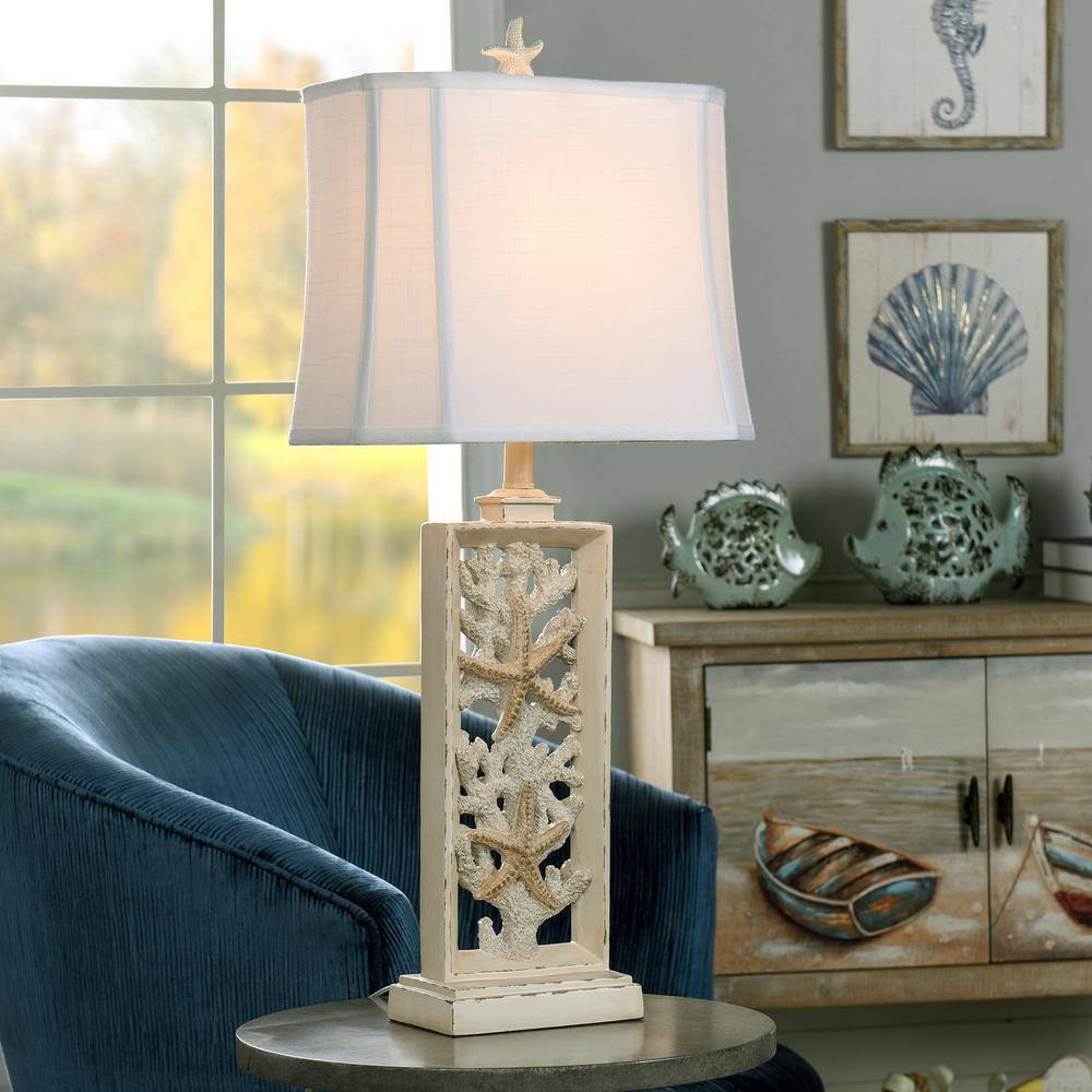 StyleCraft South Cove 33 in. Weathered Cream Table Lamp L317869DS