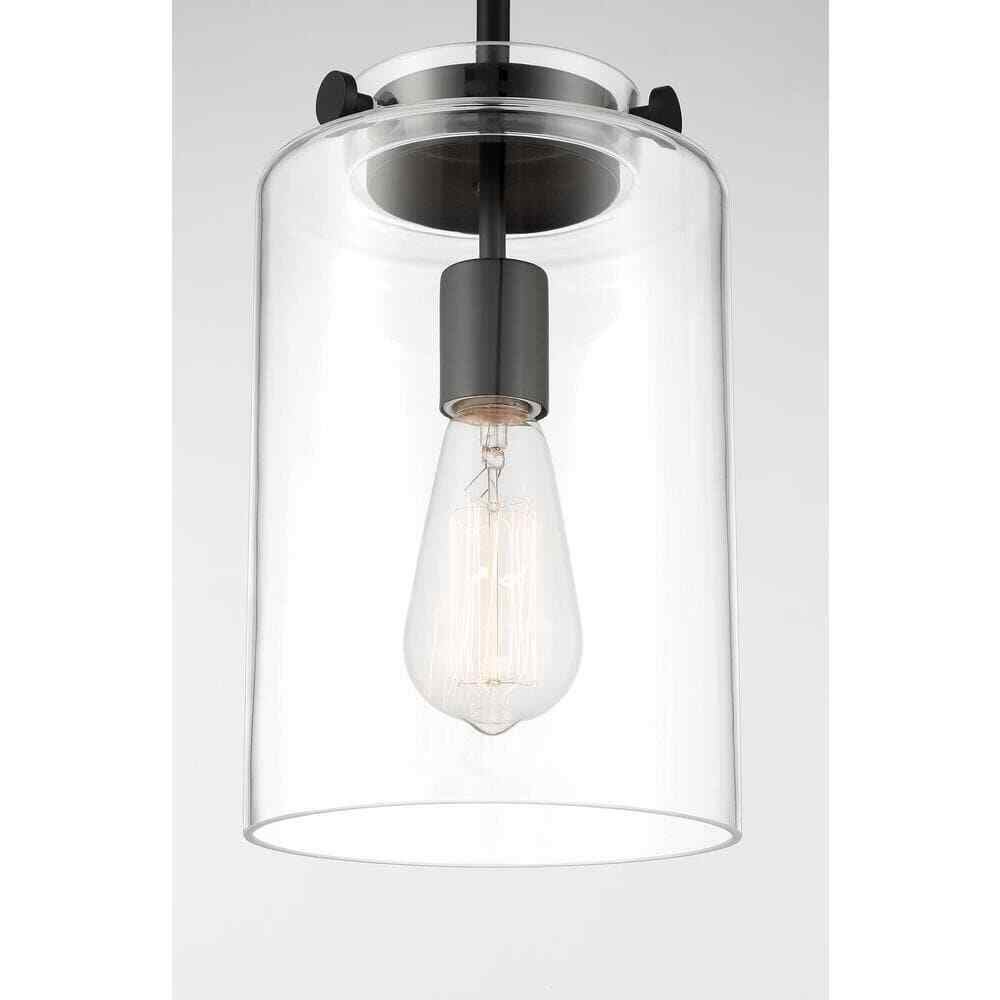 Hampton Bay Mullins 6.75 in. 1-Light Coal Mini Pendant Hanging Light