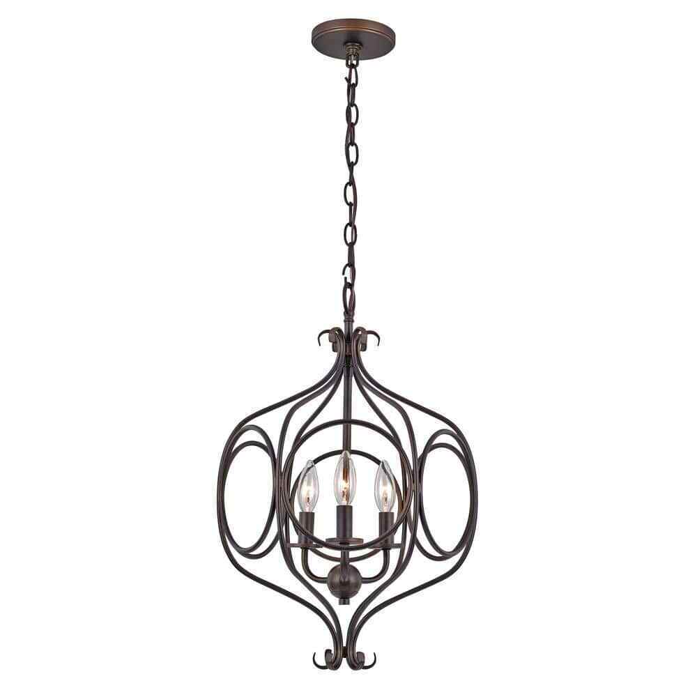 Bel Air Lighting 3-Light Rubbed Oil Bronze Pendant with Metal Shade