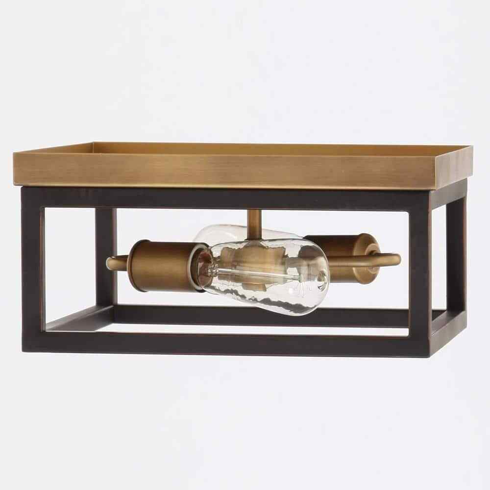 Hampton Bay Boswell Quarter 12-1/2 in. 2-Light Farmhouse Flush Mount
