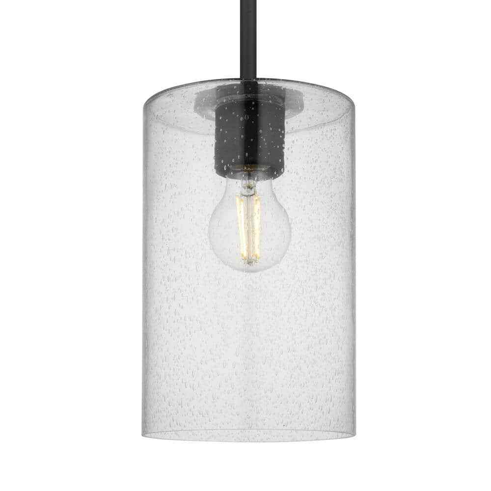 Home Decorators Helenwood 1-Light Matte Black Craftsman Pendant Light