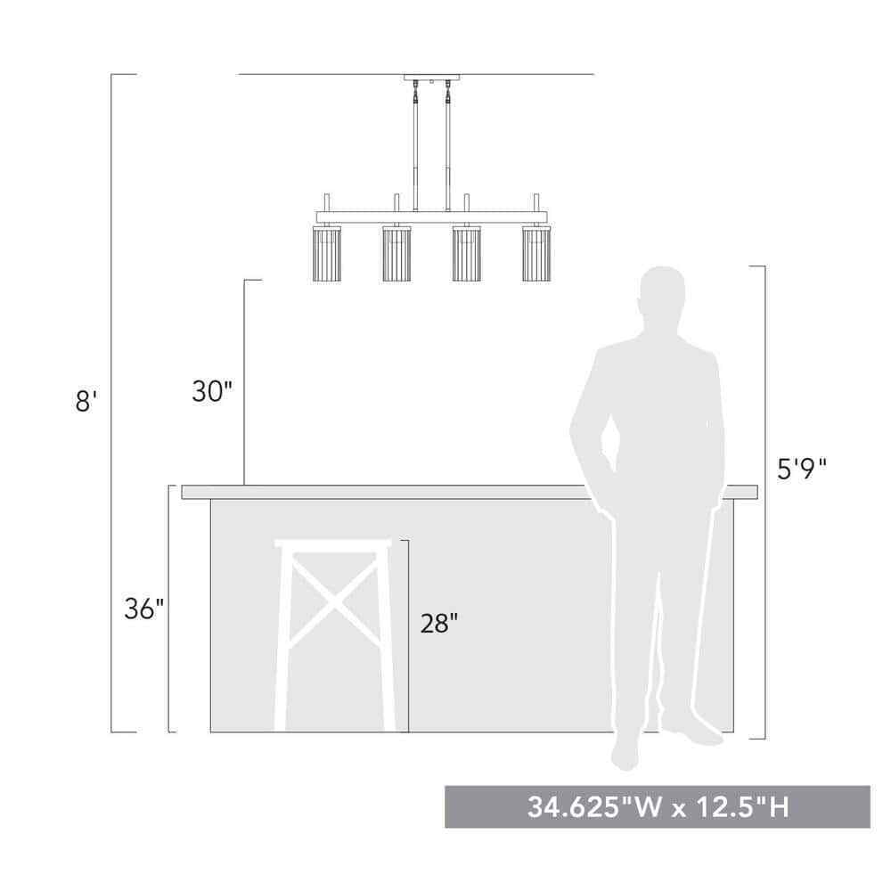 Golden Lighting Winslett 4-Light Matte Black Linear Pendant