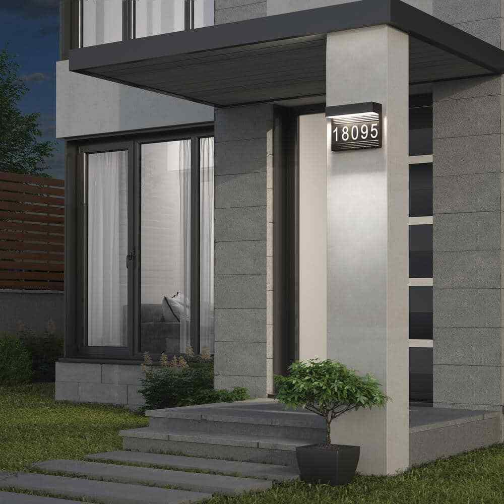 Artika Headline Address Name Black Modern Integrated LED Hardwired Porch Light