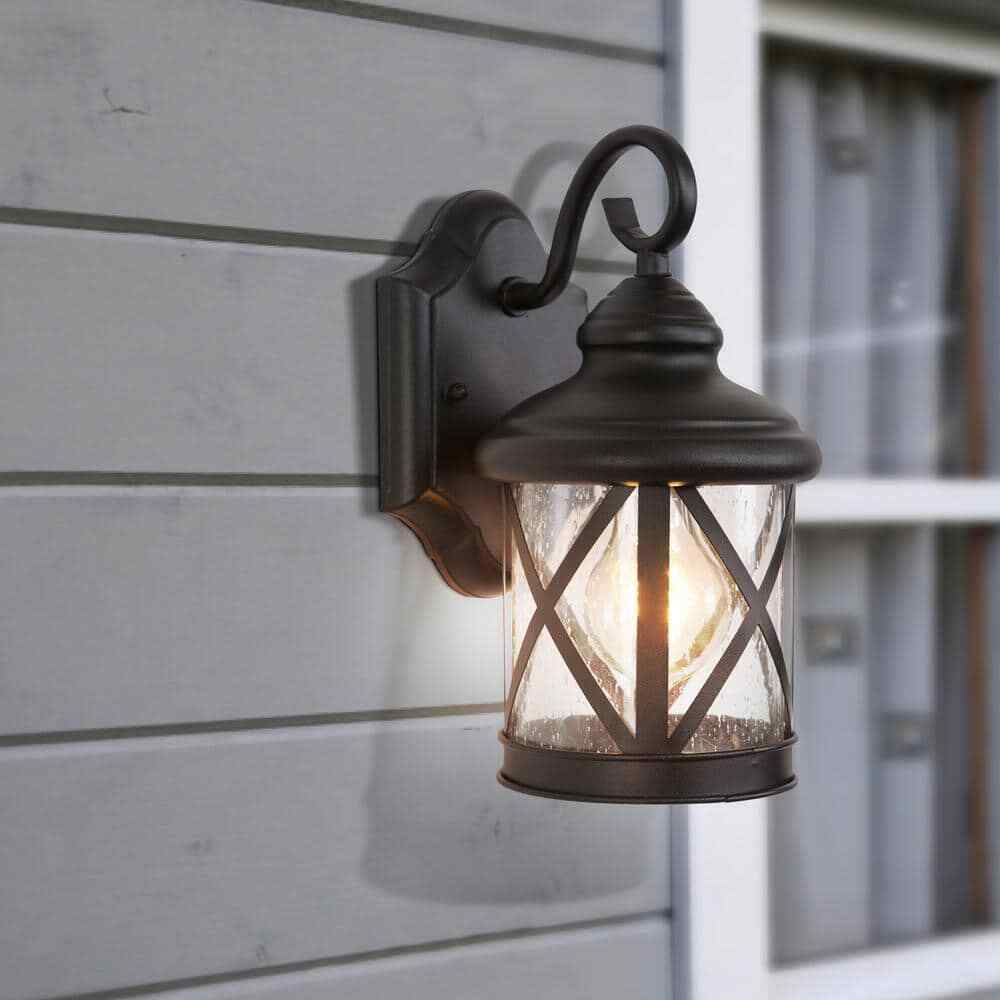 Yosemite Home Decor 1-Light Exterior Wall Lantern Sconce in Black Finish Size