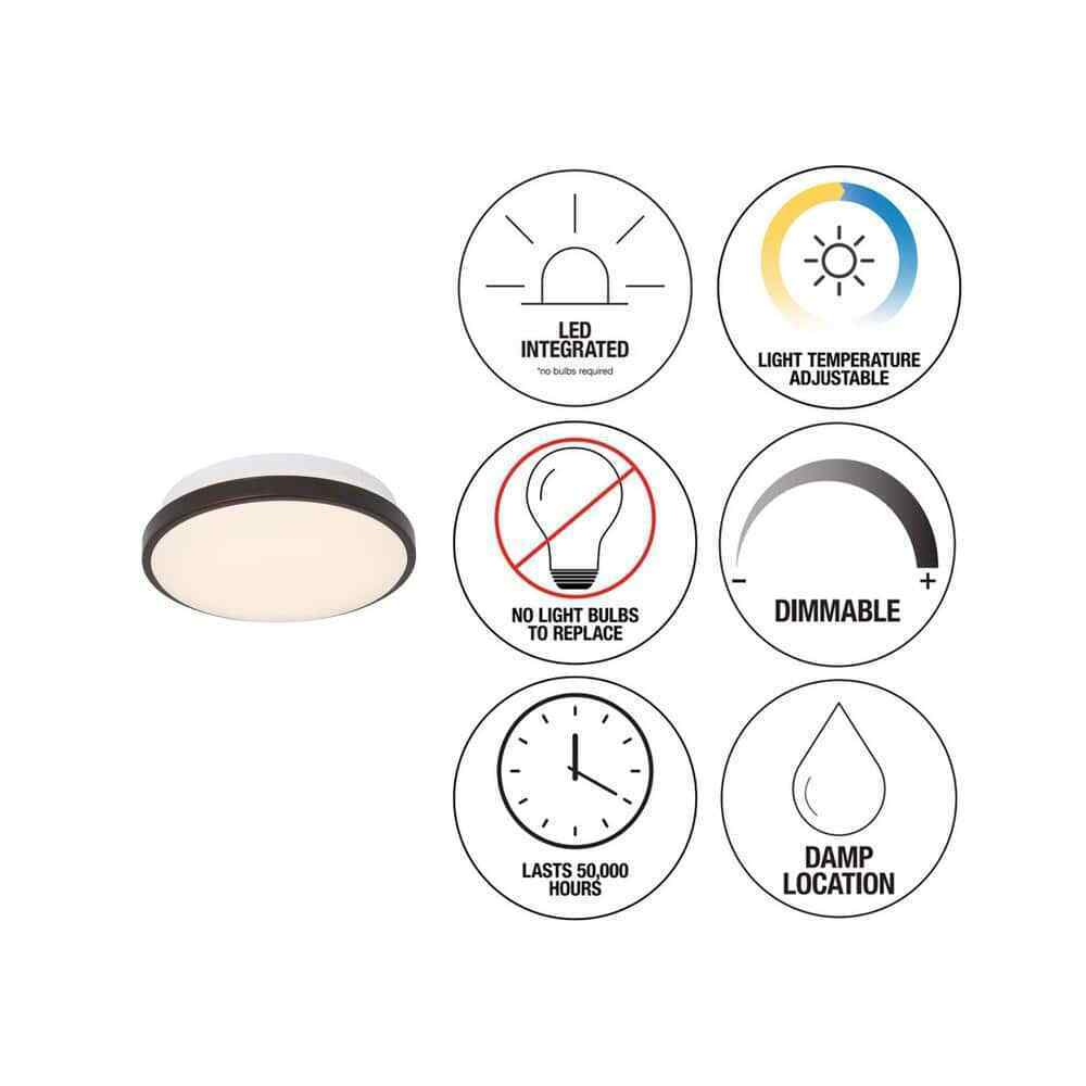 Artika Orion 12 in. 1-Light Bronze Integrated LED Flush Mount Ceiling Light
