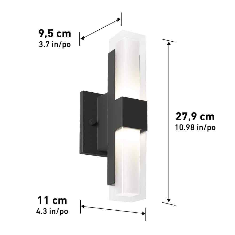 Artika Gemini Black Modern 3 CCT Integrated LED Hardwired Light Lantern Sconce