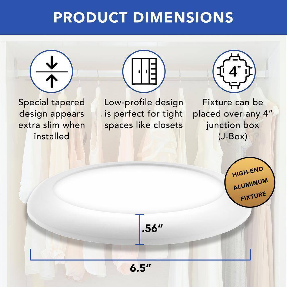NEXT GLOW Ultra Slim Edge-Lit 6.5 in. White 4000K LED Ceiling Light 1-Pack