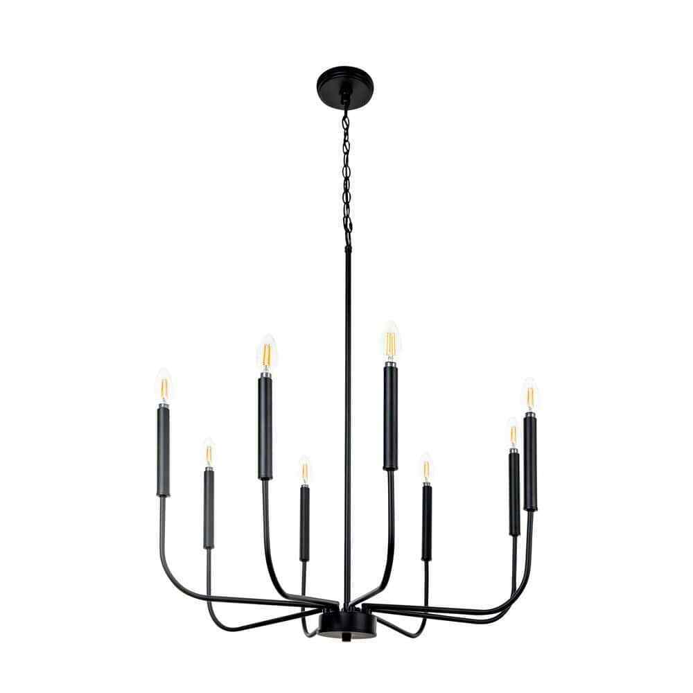 BELLADONNA Louis 8-Light Black Candlestick Chandelier