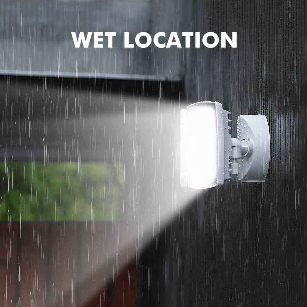 LUTEC 2-Head 300Watt Equivalent Integrated LED White Outdoor Security Area Light