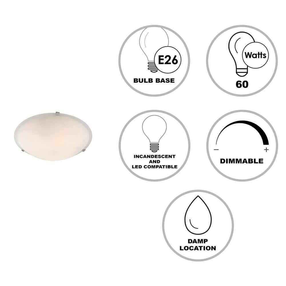 Bel Air Lighting 12 in. 2-Light Brushed Nickel Flush Mount Ceiling Light Fixture