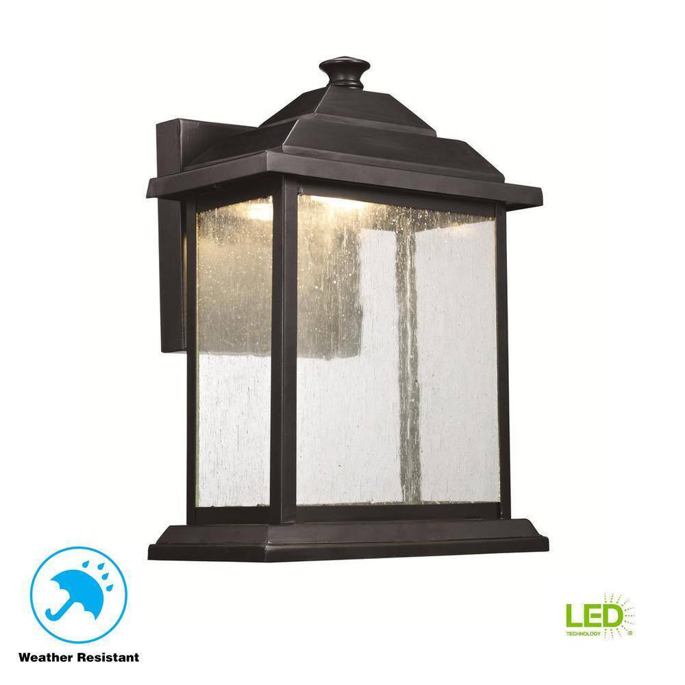 1-Light Black Outdoor Integrated LED Wall Lantern Sconce