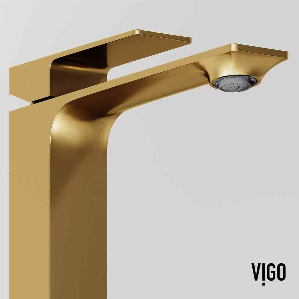 VIGO Dunn Single Handle Single-Hole Bathroom Vessel Faucet in Matte Brushed Gold