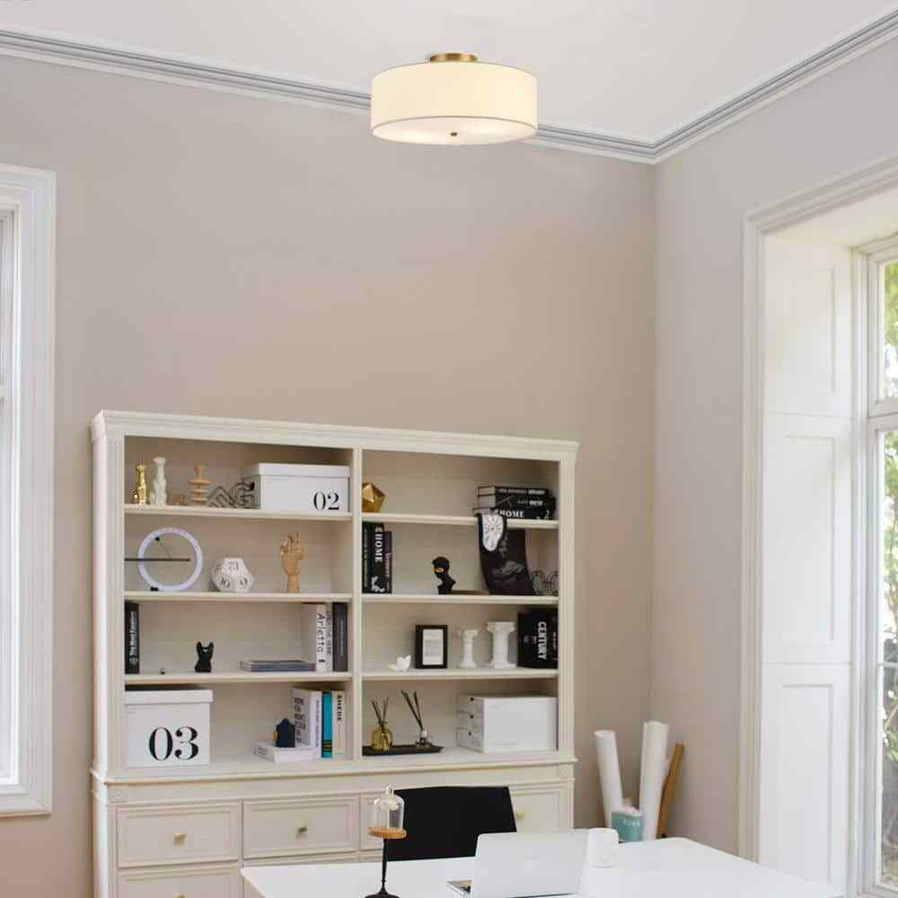 Globe Electric Kyle 15.9 in. 2-Light Matte Brass Semi-Flush Mount