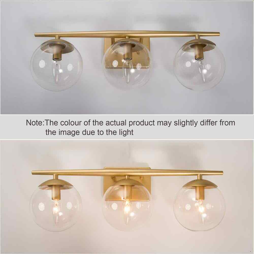 Uolfin Modern Gold Bathroom Vanity Light 3-Light Farmhouse Brass Wall Sconce