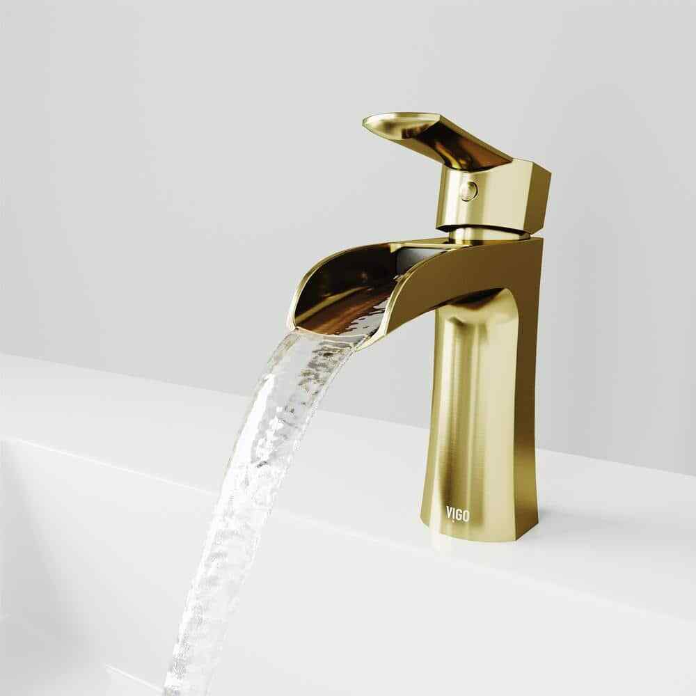 VIGO Paloma Single Handle Single-Hole Bathroom Faucet in Matte Brushed Gold