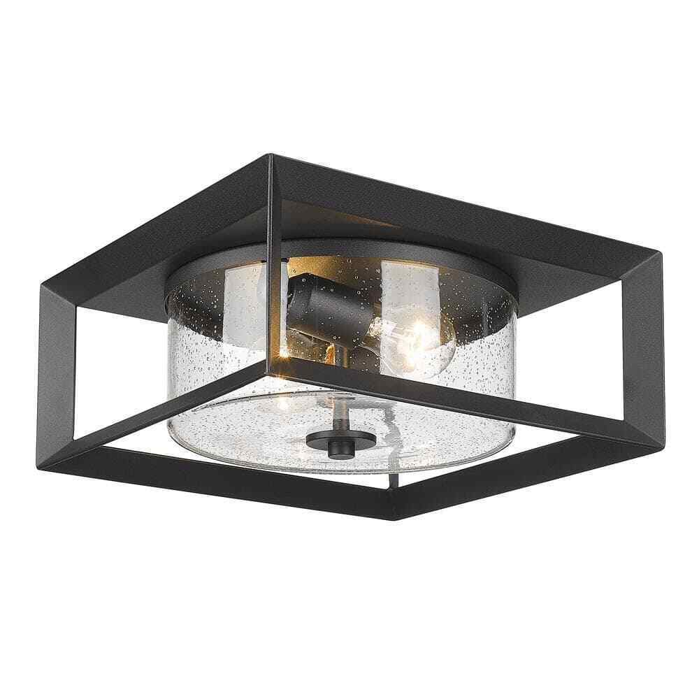 Golden Lighting Smyth 2-Light Black Outdoor Flush Mount 2073-OFM NB-SD