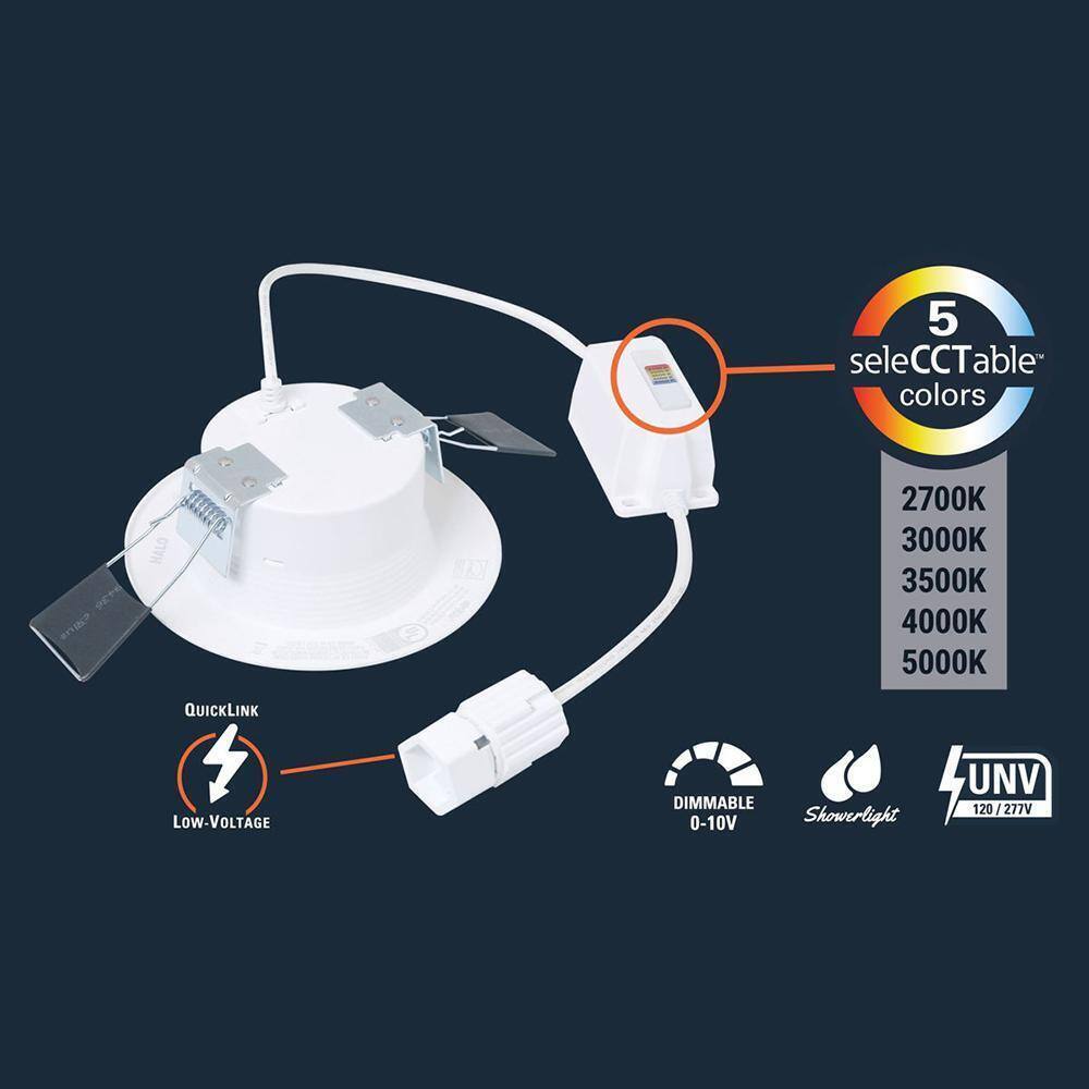 HALO QuickLink 4 in. CCT Integrated LED Recessed Light Baffle Trim 5-Pack