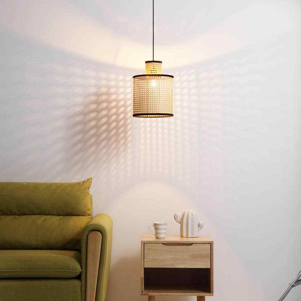 Vidalite Modern Bohemian 1-Light 2 Tier Mini Pendant Light PVC Rattan Shade