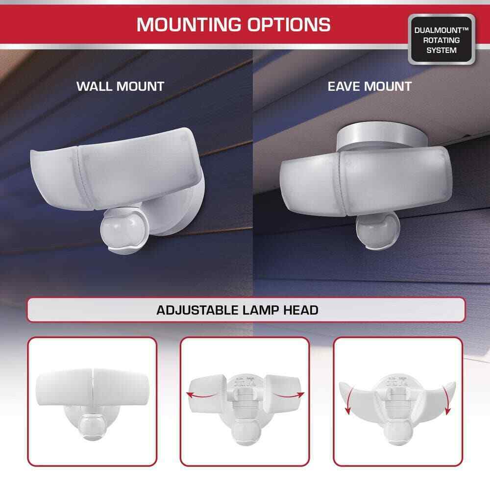 Defiant MaxDetect Motion Wired 2-Head Dusk-to-Dawn LED Security Flood Light