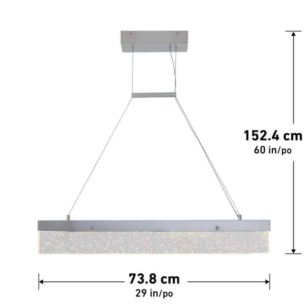 Artika Essence Bar 28-Watt LED Chrome Modern Island Hanging Light Chandelier
