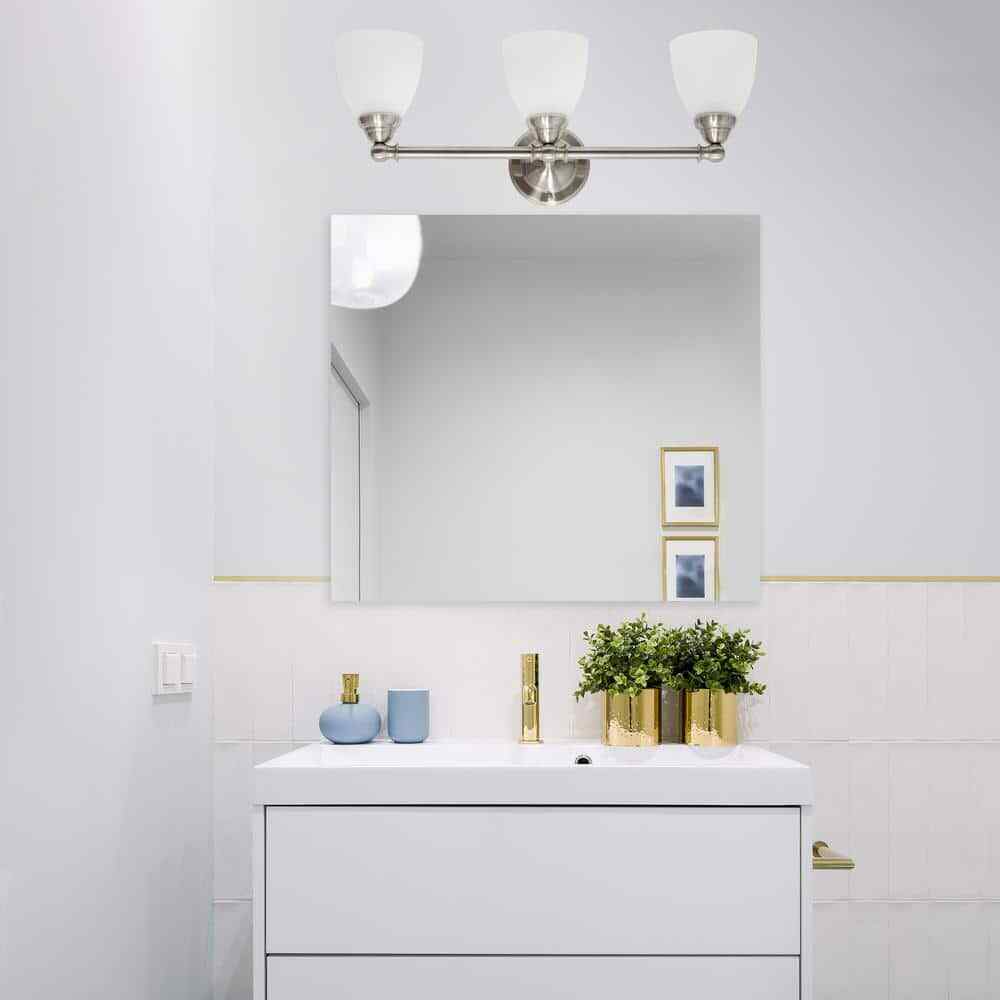 Simple Designs 25 in. Brushed Nickel Classic 3-Light Wall Mounted Vanity